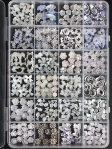 用一盒 24 件树脂白色系列美甲配件升级您的美甲艺术，这些配件具有各种图案，适合作为女性节日的礼物美甲用品指甲指甲饰指甲宝石 - 白色 - 查看 2