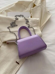 1pc Kid's Solid Color PU Handbag, Simple & Fashionable Shoulder & Crossbody Bag With Bow