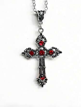 Vintage Fashion Gothic Large Baroque Christian Cross Pendant Necklace Men And Women Personalised Creative Niche Party Pendant Gift Accessories