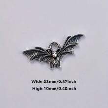 10pcs Halloween Bat Inspired DIY Bracelet & Necklace Accessories Pendant Metal Jewelry Making Supplies - Silver - View 5
