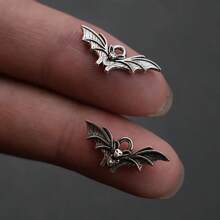 10pcs Halloween Bat Inspired DIY Bracelet & Necklace Accessories Pendant Metal Jewelry Making Supplies - Silver - View 3