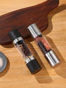 2-In-1 Stainless Steel And Glass Sea Salt And Pepper Grinder - Multicolor - View 3