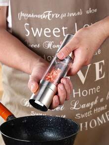 2-In-1 Stainless Steel And Glass Sea Salt And Pepper Grinder - Multicolor - View 1
