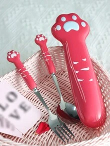 3 件套卡通爪子细节餐具套装、厨房、圣诞礼物 - 彩色 - 查看 15