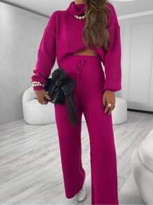 Women Two-Piece Outfits - Rose Red - View 2