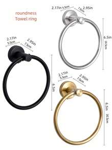 1 件不锈钢毛巾环，浴室毛巾架和挂钩，浴室时尚毛巾架，壁挂式，坚固 - 彩色 - 查看 2