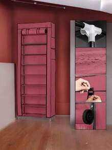 Mueble  zapatero con 9 baldas. Mueble organizador con cubierta antipolvo y espacio - Multicolor - Ver 6