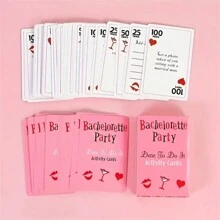 52 hojas/caja de juegos de bebidas y desafíos para despedida de soltera, noches de chicas de soltera, despedidas de novia, juego interactivo, juego de fiesta, juego de vacaciones, accesorio de vacaciones, suministro de fiesta de cumpleaños - Rosa Roja - Ver 4