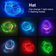 1入組RGB LED發光帽，7色光纖閃亮棒球帽，USB可充電，帶11種燈光模式，適用於日常穿戴、派對裝飾、禮品、節日用品、時尚酷物 - 發光帽子 - 查看 7