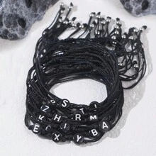 1 件 2024 新款情人节珠宝手工制作 2 层黑绳字母简约手链男士简约航海礼物最佳朋友礼物情人节 - 彩色 - 查看 31