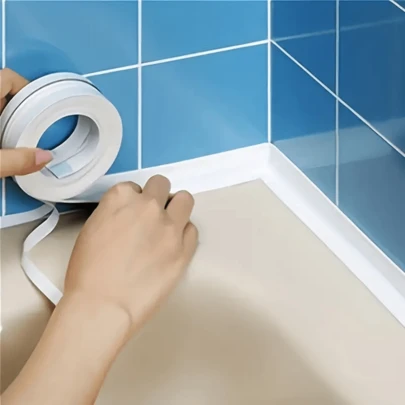 1 pieza Cinta de esquina impermeable premium - Sellador duradero, a prueba de fugas y moho para cocina, baño, inodoro, fregadero y paredes - Blanco, de fácil aplicación, resistente a las manchas
