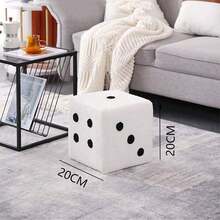 1 cái Plus Fleece Dày Hình Xúc Xắc Ghế Đẩu Chân, Ghế Sofa Thay Giày Gia Đình, Ghế Đẩu Chân Cho Chỗ Để Chân - Đen và trắng - Xem 2