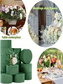 1 pieza/4 piezas Cuadrada/Círculo.Lodo de flor redonda de espuma de flores de espuma verde, conjunto de arreglo floral de flores de espuma húmeda para plantas suculentas, ramos, hogares, bodas, fiestas, hoteles y floristerías. Regalos de Navidad y San Valentín de DIY de flores frescas y artificiales, planta artificial para decoración de espuma de tienda de arreglos florales - barro de flores - Ver 6