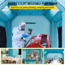 Portable Inflatable Paint Booth 13 X 8 X 8ft Inflatable Spray Booth Car Paint Tent With Air Filter System & 2 Blowers Upgraded Blow Up Spray Booth Tent Auto Paint Workstation Motorcycle Gara - Blue - View 4