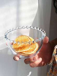 1 Beaded Clear Glass Bowl, Dessert Ice Cream Bowl, Breakfast Oatmeal Yogurt Bowl, Sugar Water Dessert Salad Fruit Bowl - Multi-Purpose Glass Bowl School Supplies,Back To School - Multicolor - View 3