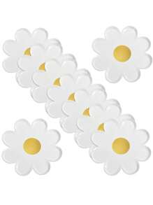 10/20/30Pcs Daisy Flower Tableware Disposable Dining Plate Straws Cake Tray Birthday Theme Party Decor Wedding Supplies, - Multicolor - View 4