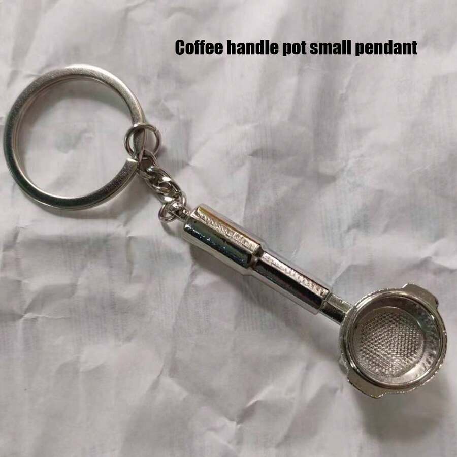 1pc Random Retro Mini Exquisite Coffee Spoon, Miniature Frying Pan Shaped Keychain Pendant, Fashionable And Creative - Silver - View 1