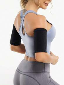 1 paio di gambali sportivi unisex, modellante braccio per sauna con assorbimento del sudore per corsa, yoga, allenamento fitness (rivestimento in PU) accessori palestra