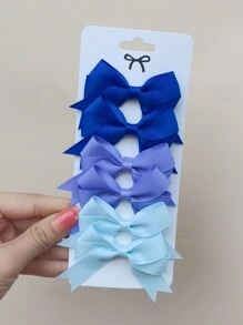 6入組實心髮夾，適用於寶寶緞帶蝴蝶結髮夾精品手工頭飾幼兒女孩髮飾 - 彩色 - 查看 14