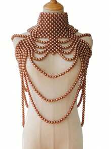 1 pieza Nueva cadena de Body de imitación de perlas hecha a mano con cuentas, cadena superior de moda y trendy para mujeres