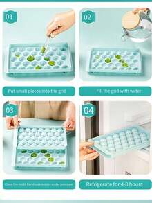 1入組藍色或粉色33格創意DIY自製球形冰塊模配蓋，家用冰格，塑料製冰模具，冰箱製冰機，容易脫模