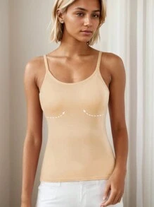 Skin-Tone Backless One-Piece Strap With Built-In Bra, Seamless Basic Top, Workout
