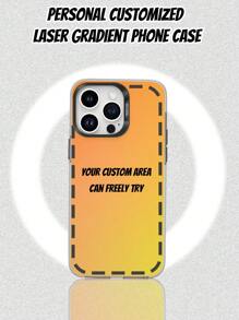 Yellow Edit 1pc Custom Gradient Laser Engraved Pc + Silicone Phone Case Compatible With IPhone 15 Iphone15plus Iphone 15 Pro Max - Multicolor - View 1
