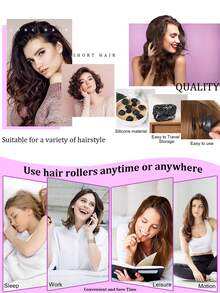 10pcs Silicone Hair Curlers, Reusable Hair Styling Tool, Suitable For Daily Use And Sleep - Black - View 6