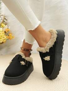 2024 New Women's Fashion Snow Boots, Thickened & Warm Fluffy Lined, Retro Casual Shoes With Thick Toe, Thick Sole