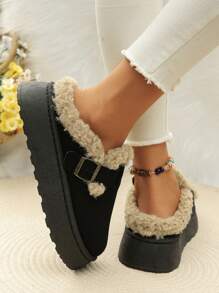 2024 New Women's Fashion Snow Boots, Thickened & Warm Fluffy Lined, Retro Casual Shoes With Thick Toe, Thick Sole