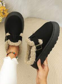 2024 New Women's Fashion Snow Boots, Thickened & Warm Fluffy Lined, Retro Casual Shoes With Thick Toe, Thick Sole