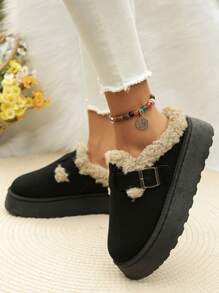 2024 New Women's Fashion Snow Boots, Thickened & Warm Fluffy Lined, Retro Casual Shoes With Thick Toe, Thick Sole