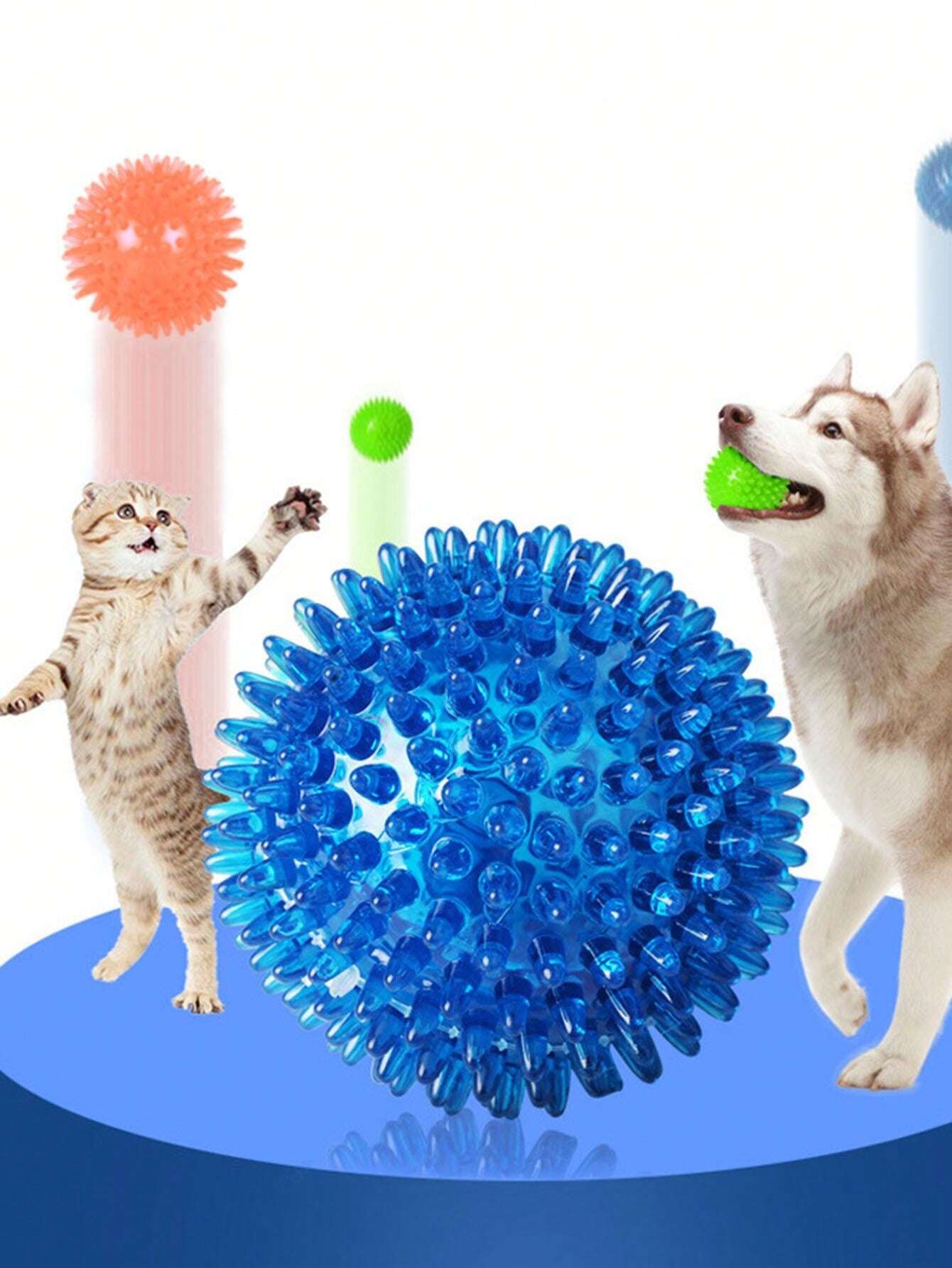 1pc Pet Training TPR Squeaky Ball For Dogs And Cats With Spiky Texture