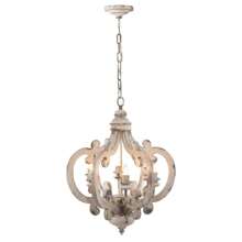 French Country Wood Chandelier, 6-Light Farmhouse Pendant Light Fixture With Adjustable Chain For Kitchen Foyer Hallway Entryway, Bulb Not Included