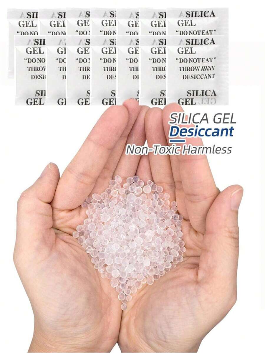 50 Packs Silica Gel Desiccant Moisture Absorbing Beads For Clothing, Shoes, Bags, Wardrobe, Electronics, Dehumidifier - White - View 1
