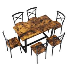7 Pieces Dining Set 7-Piece Kitchen Table Set Perfect For Kitchen, Breakfast Nook, Living Room Occasions - 棕色 - 查看 5