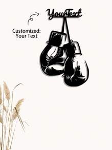 Customized 1pc Boxing-Inspired Art Wall Hanging With Personalized Text Metal Plaque Wall Decor, Ideal For Bedroom, Living Room, Indoor, Outdoor, Garden, Or Hallway Art Sign Gifts Birthday Graduation