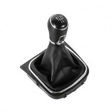 For  Golf 6 MK6 2010-2014 For  Golf 5 Jetta MK5 2005-2010 Leather Wrapped 5/6-Speed Integrated Gear Shift Head Dust Cover