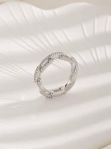 1pc Fashionable Cubic Zirconia Square Rings, Suitable For Daily Wear, Valentine's Day Or Mother's Day Gift For Women,Mom,Mother,Mother's Day,Gift