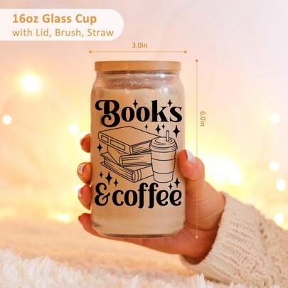Fairy Gift Book And Coffee Glass Tumbler With Lid Straw, Book Lover Gifts For Men And Women, Book Club Gifts For Book Lovers, Iced Coffee Mug - Mother's Day, Birthday Bookworm Gifts For Book Lovers Readers