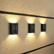 1入組4LED太陽能牆燈套裝，雙向照明戶外日光感應燈，防水現代北歐風格裝飾，適用於門廊、小徑、花園、院子、草坪、露台、圍欄和小巷等場所 - 彩色 - 查看 3