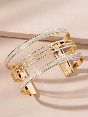 1 件金属简约优雅风格闪亮哑光手镯，适合日常生活、约会、派对，是送给朋友或情人节的理想礼物