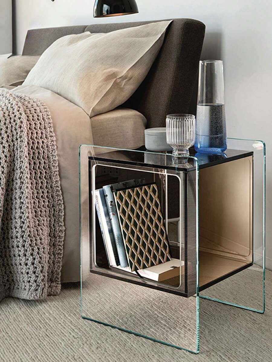 1pc Acrylic Transparent Bedside Cabinet, Minimalist Modern Classic Nightstand Sofa Side End Table, Suitable For Living Room, Bedroom, Home Office, Furniture