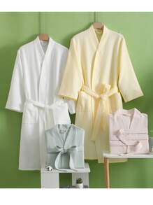 1 件华夫格浴袍，男女通用成人和服式浴袍，春夏家居服，水疗酒店浴袍，吸水速干，宽松版型，多色，浴室必需品，家居用品浴室装饰返校