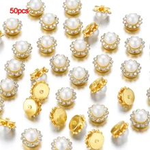 50pcs 10mm/12mm/14mm Sunflower Drill Round Pearl Hand Sewing Button, DIY Clothing Decoration Handbags Hat Decoration - White - View 8