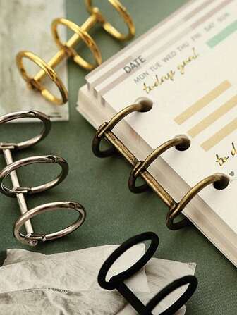 Anillos de sujeción metálicos de 3 orificios, anillos para libro de hojas sueltas con estilo retro, anillos de sujeción para carpetas de hojas sueltas extraíbles para planificadores A5/A6, carpetas de hojas sueltas DIY, anillos de sujeción de triple orificio, paquete de 6 anillos metálicos para calendarios, álbumes de fotos, diarios de balas, 2 paquetes de regreso a la escuela, regreso a la escuela, útiles escolares