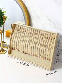 1 件天鹅绒和 PU 皮革项链收纳展示托盘，天鹅绒首饰架项链和手链收纳展示盒返校 - 項鍊托盤 - 查看 3