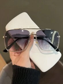 1 Pair Men's Retro Frameless Double Bridge Design Fashionable Aviator , Suitable For Matching Outfits, Travel And Daily Use Beach Accessories Glasses Shades For Summer Beach Vacation,Outdoor,Travel - 彩色 - 查看 13