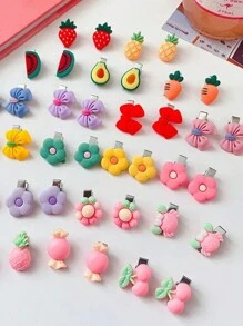 30 peças Grampos de Cabelo de Resina Coloridos e Fofos Aleatórios Para Meninas