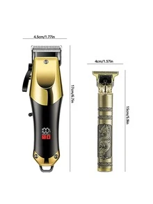 Tông đơ cắt tóc chuyên nghiệp dành cho nam giới, Bộ tông đơ cắt tóc, Tông đơ cắt tóc không dây, Bộ dụng cụ cắt tóc chải chuốt, Quà tặng ngày lễ cho anh ấy - Vàng - Xem 5